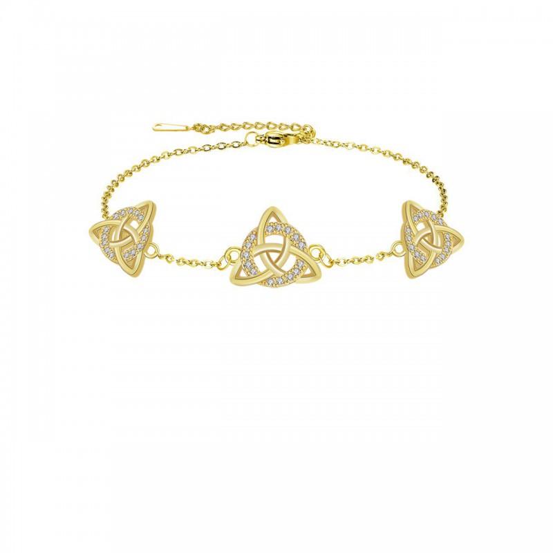 Celtic Knot Bracelet Women 18K Gold Plated Minimalist Elegant Lightweight Fashion Jewelry Gold MB-07