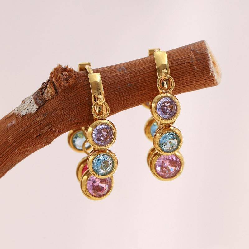 Fashionable Stainless Steel Earring Women Zircon Hoop Earring Gold Plated Fine Jewelry Non Tarnish Piercing Jewelry
