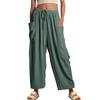 Women Comfortable Casual High-Waisted Solid Color Loose Lantern Pants with Pocket