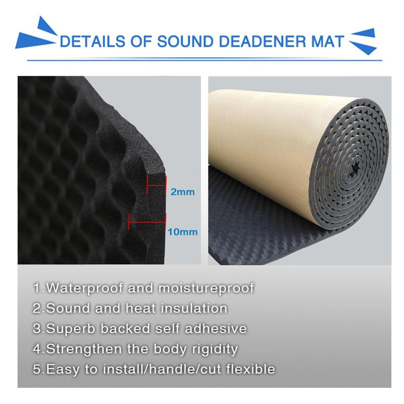 X Autohaux 2-10mm Thickness Car Sound Mat Deadener Heat Auto Noise ulation Deadening Mat Closed Cell Foam Sticker 100-500CM