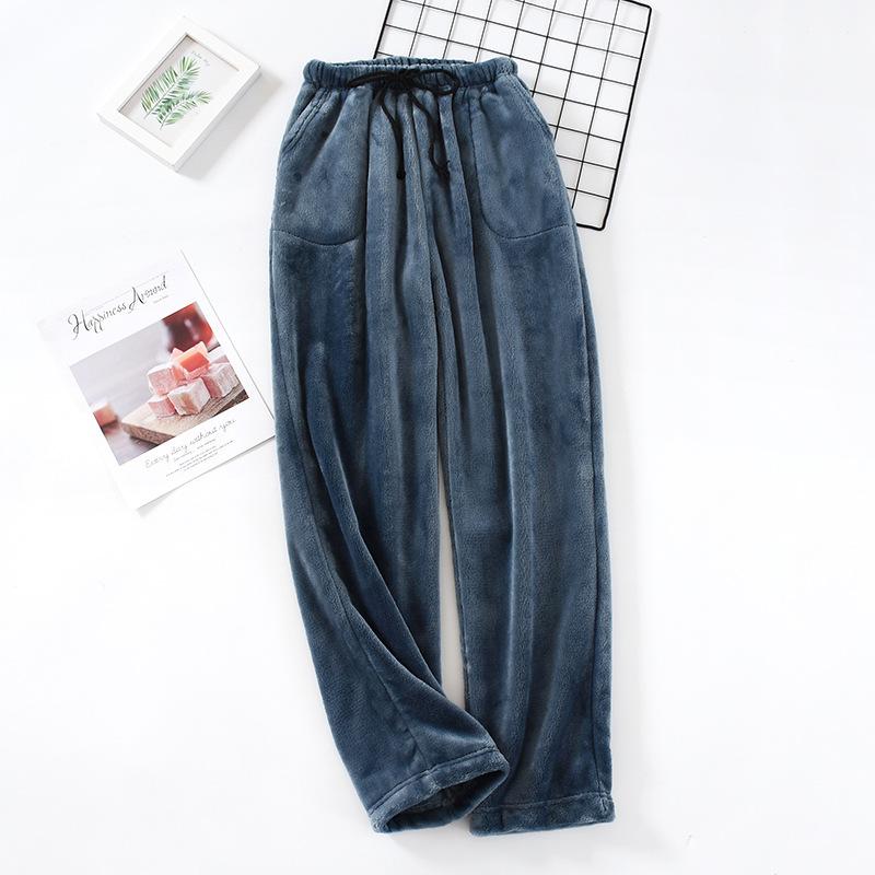 Men's Autumn and Winter Plus Size Padded and Thickened Loose Home Trousers Straight Warm Simple Leisure Trousers