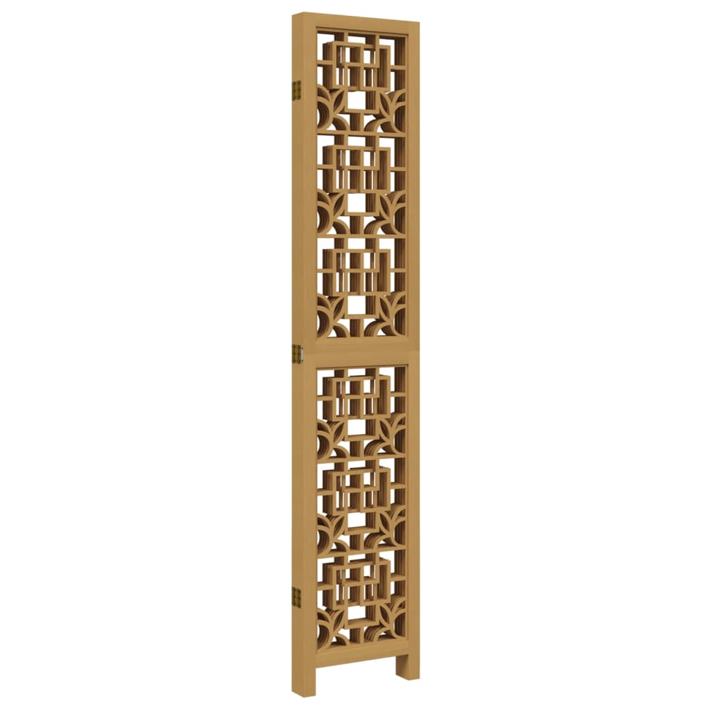 5 Piece Room Divider In Brown Solid Paulownia Wood