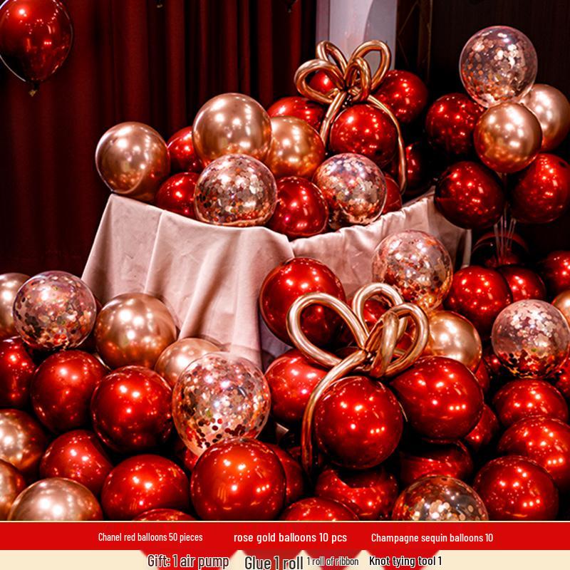 Double Layer Red Latex Balloons Set for Wedding & Engagement Room Decorations