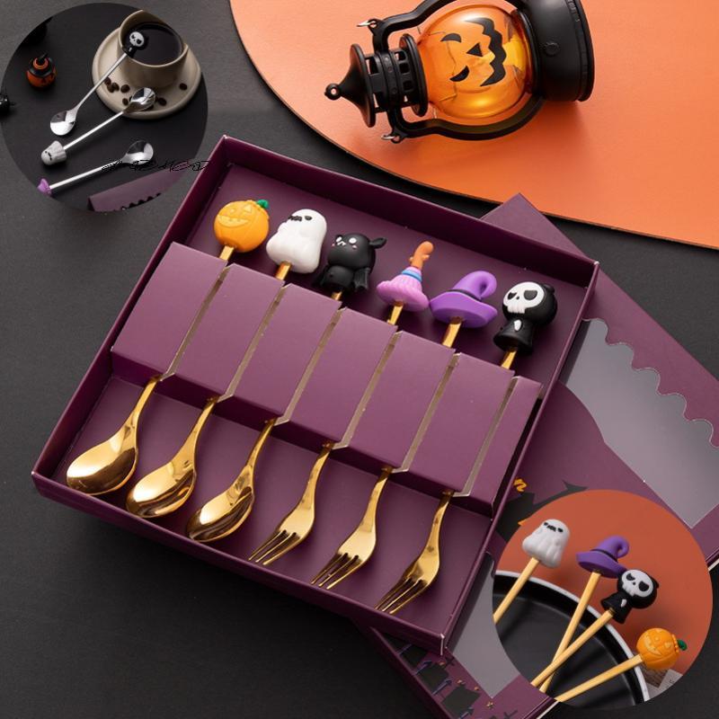 Halloween Stainless Steel Tableware Set - Coffee Spoon Dessert Spoon Fruit Fork - Theme Party Accessories