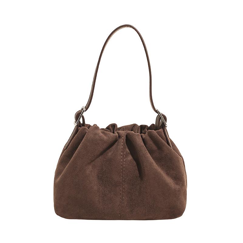 

Folded cloud bag new retro matte dumpling bag suede shoulder handbag messenger bag коричневый