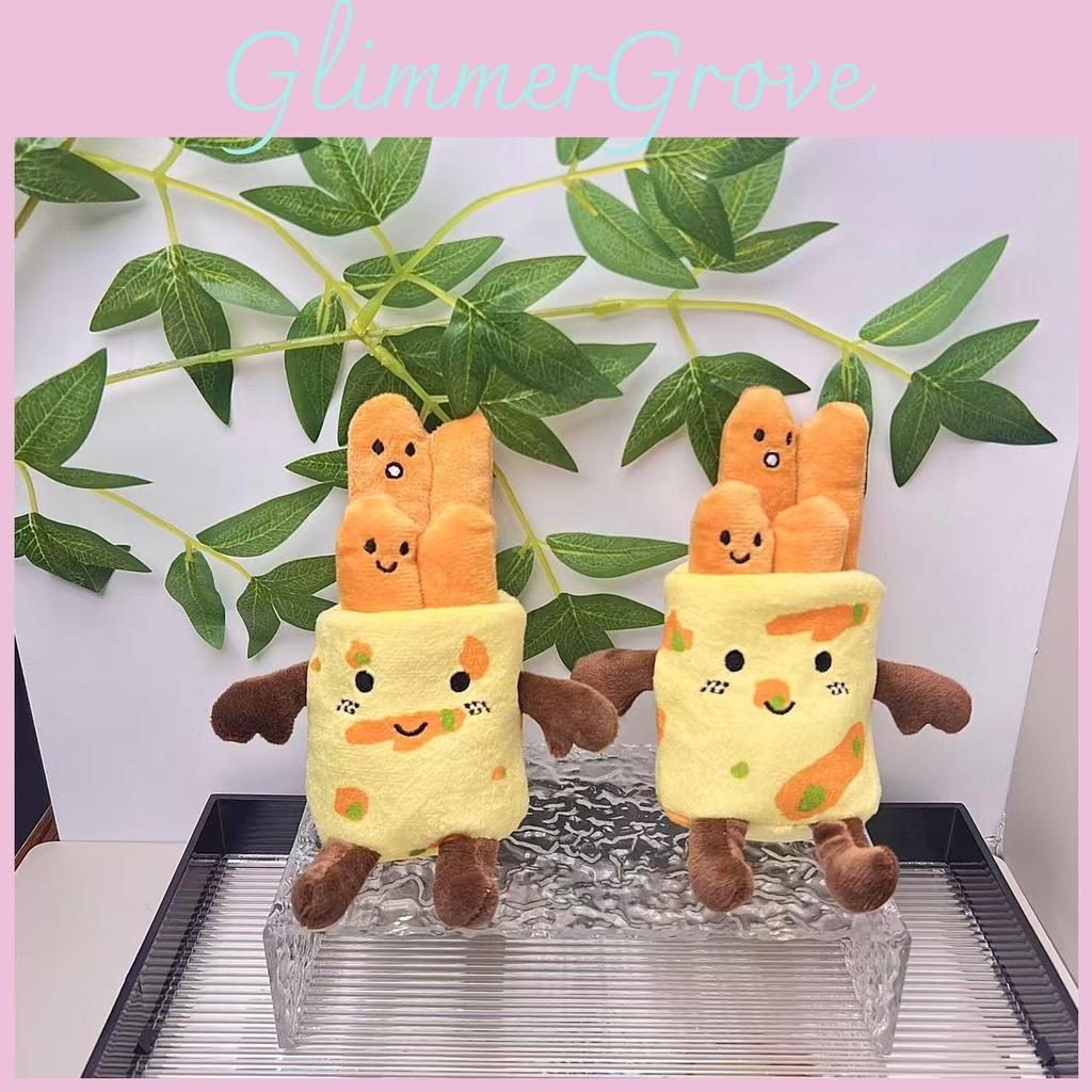 Cute Plush Pancake Food Doll Keychain Soft Pp Cotton Adorable Pendant Accessory