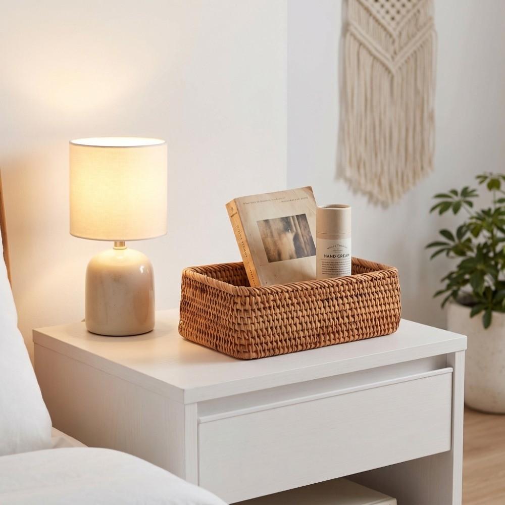 Rattan Wicker Storage Basket Rectangular Snack Toy Storage Basket Living Room