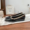 Rivet flat shoes women's soft sole comfortable summer new 2025 French shallow mouth single shoes women's one-pedal pointed women's shoes