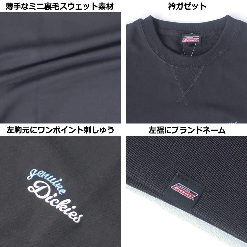 Men's Dickies Sweatshirt, Short Sleeve, Single Point Embroidery, Sizes M, L, LL, Oversized Silhouette, Mini Fleece, 10001905 (JP, Alphabet, L, Navy)