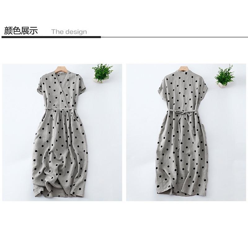 Kleid Temperament Elegant Locker Lässig V-Ausschnitt Punktemusterkleid