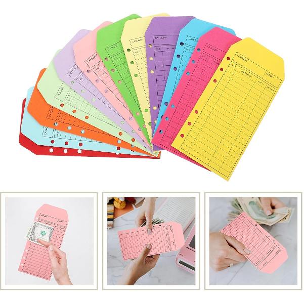 12 Pcs Cash Envelopes for Budgeting Paper Money Envelopes for Cash Budget Envelope for Cash System Mixed Color
