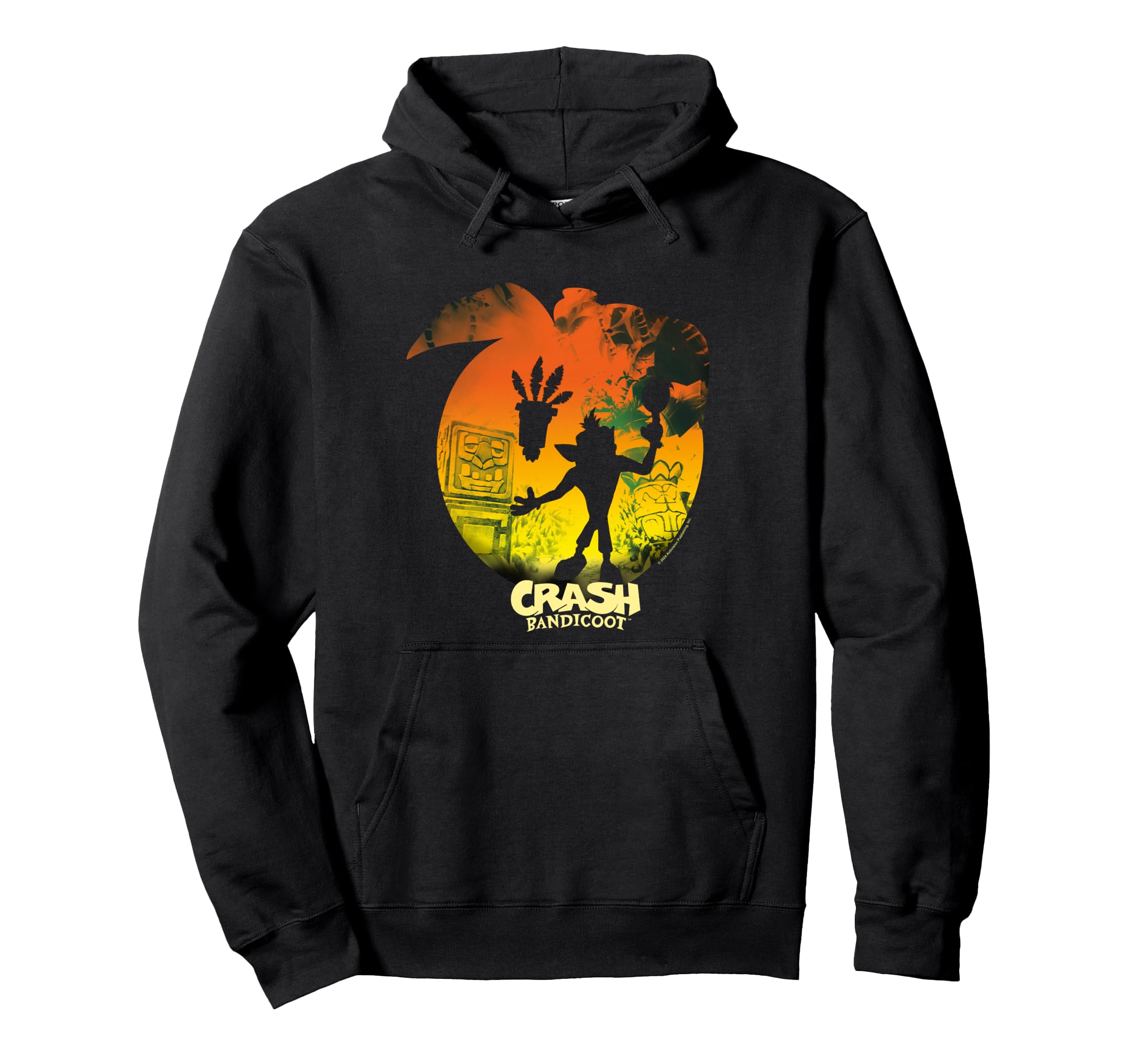 Crash Bandicoot & Aku Aku Silhouette Distressed Hoodie