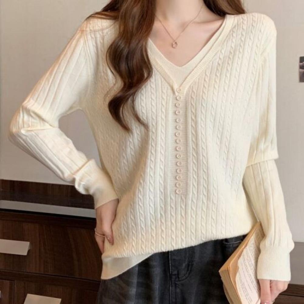Rellawear V Neck Thin Sweater 2color Rlw240869