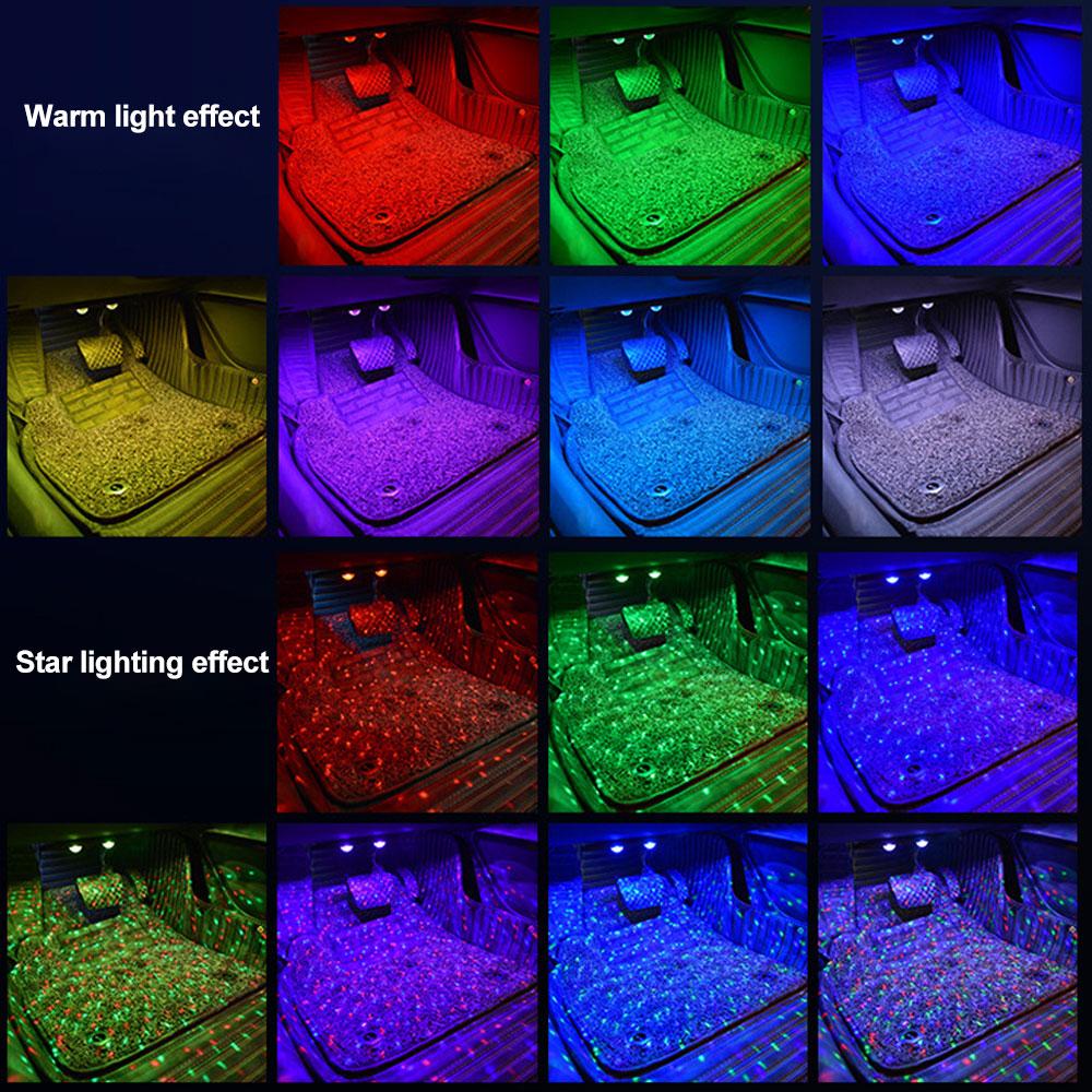 USB Charging In Car with Colorful LED Decorative Lights USB Charging Atmosphere Light Ambient Lights Interior Decorative Lights