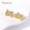 18K Gold Plated Inlaid Zircon Metal Spacer Beads, Double Side Bead Caps Bead For DIY Beading Jewelry Accessories Findings