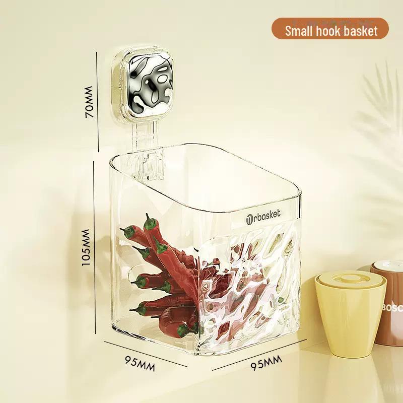 

Настенная кухонная корзина для хранения лука, имбиря, чеснока и специй - многофункциональная стойка без отверстий small hanging basket прозрачный/серебряный