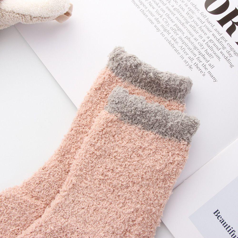 Candy Colors Winter Warm Plush Cashmere Sox Coral velvet socks Thickening Soft