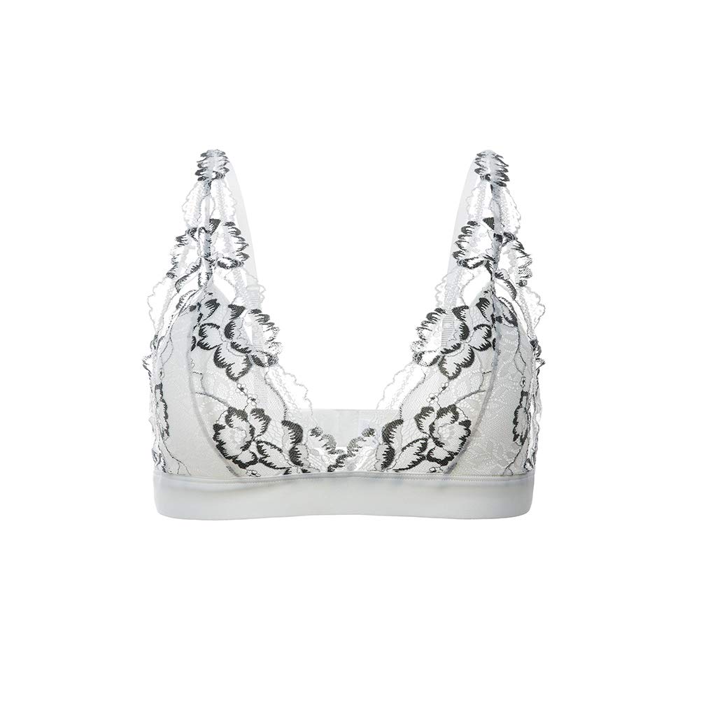 

Шелковый треугольный французский бюстгальтер для дома или ночной бюстгальтер [SilRiver] Бюстгальтер, Бюстгальтер, Бесшовный, Беспроводной, Без косточек, (Белый, Большой) белый