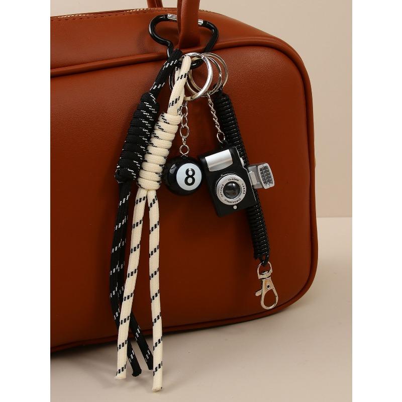 Cross-border hot-selling leather five-pointed star bag pendant camera baseball football DIY bag pendant keychain