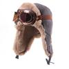 Unisex Winter Warm Fleece Lined Aviator Hat With Goggles Cover Ear Protection Outdoor Windproof Retro Cap