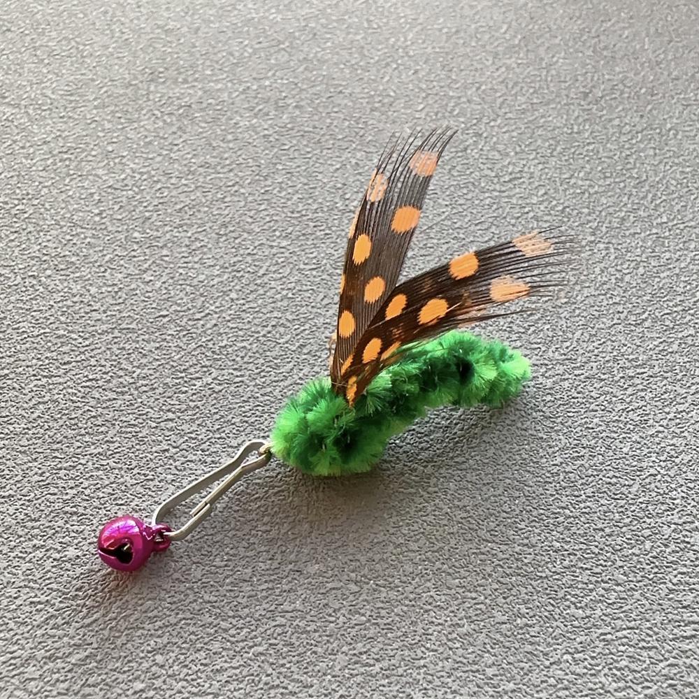 5pcs Cute Simulation Insect Cat Teaser Stick for Change Heads Cat Toys Feather Pet Toy Supplies