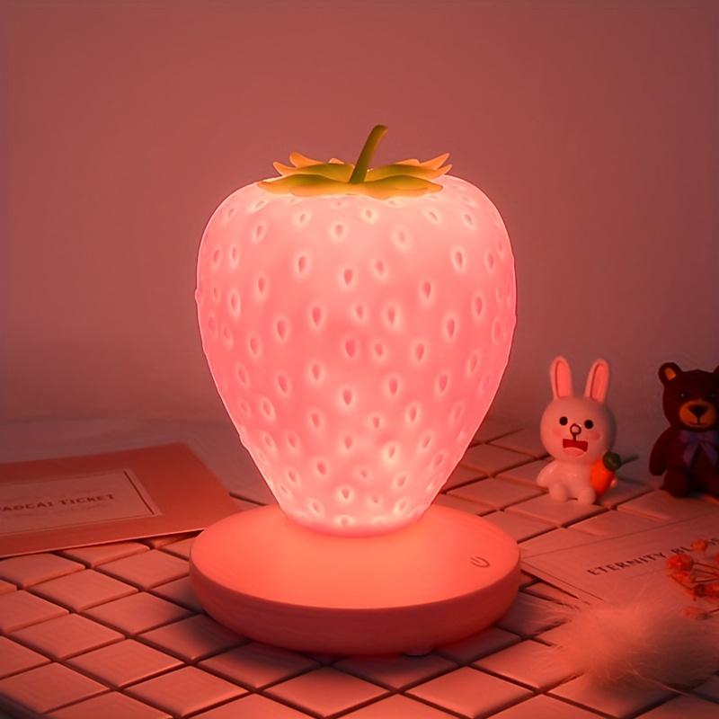 USB Rechargeable Strawberry Night Light Touch Controlled LED Bedside Lamp with Adjustable Brightness Multi Color Ambient Lighting Modern Plastic Fruit
