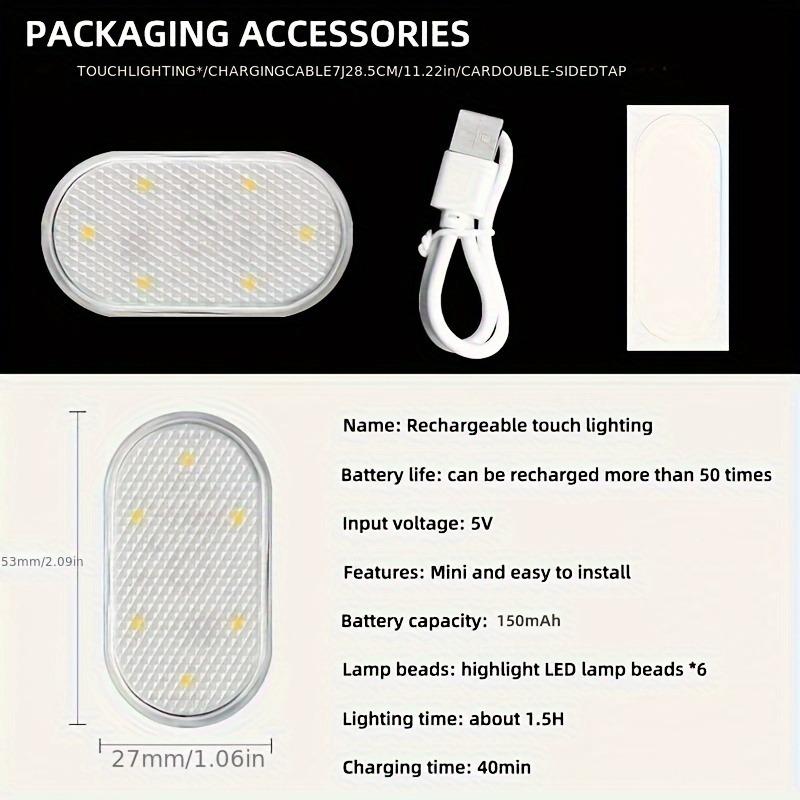 Wireless Magnetic 6 LED Car Roof Light - USB Rechargeable - White/Blue/RGB Interior Ambient Lighting