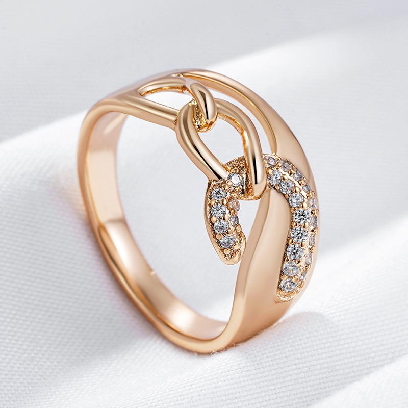 New  Rose Gold Color Big Rings For Women Unique Shiny Natural Zircon Accessories Modern Wedding Party Daily Jewelry