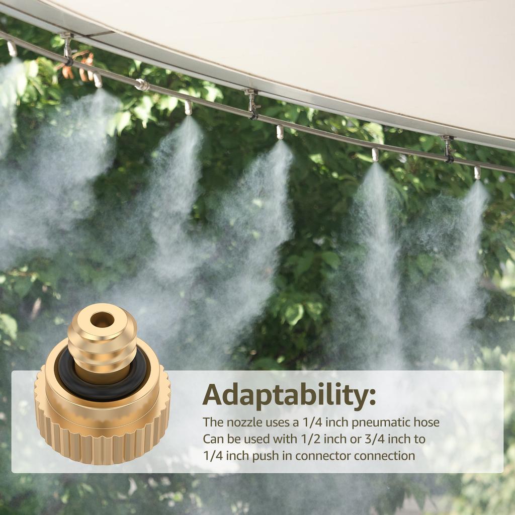 30Pcs Brass Misting Nozzles with O Rings Leak Proof Brass Atomization Nozzles Dust Control Mist Sprinkler for Outdoor Cooling