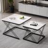 Stilvolles 2-teiliges Couchtisch-Set, Quadratische Tische in 60*60*45cm & 45*45*40cm, Hochglänzende Marmoroptik, Höhenverstellbare Füße, Bis zu 30kg Traglast