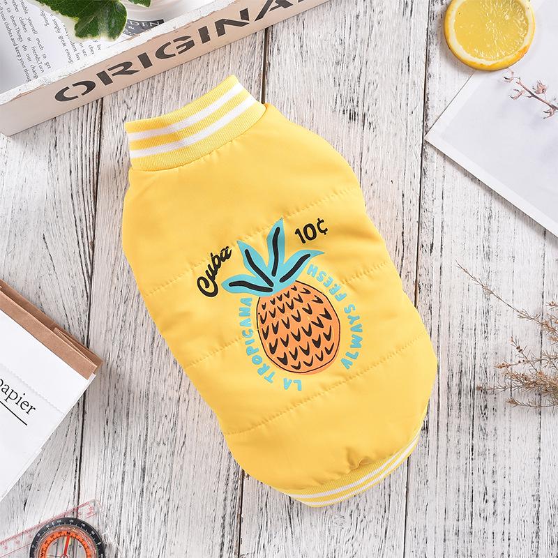 Autumn/Winter Warm Pineapple Pattern Windproof Cotton Pet Clothes for Small/Medium Dogs & Cats