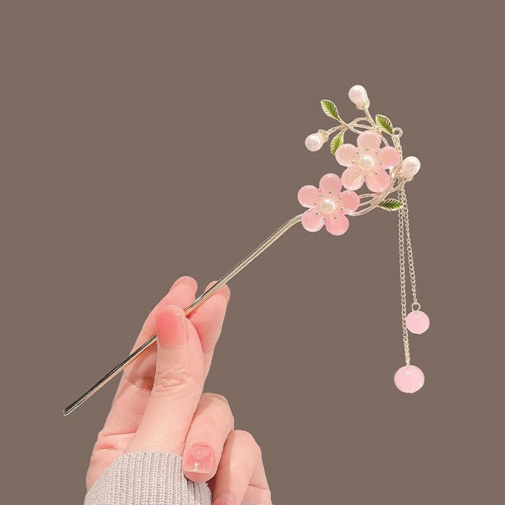 Chinese Style Vintage Hairpin Elegant Flower Vine Jade Stone Hair Stick Hanfu Cheongsam Evening Dress Hair Decor Accessories
