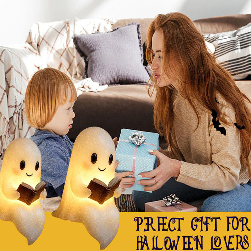 Cute Ghost Reading Lamp Halloween 3D LED Night Light Spooky Desk Light For Bedroom Study Book Lovers Home Office