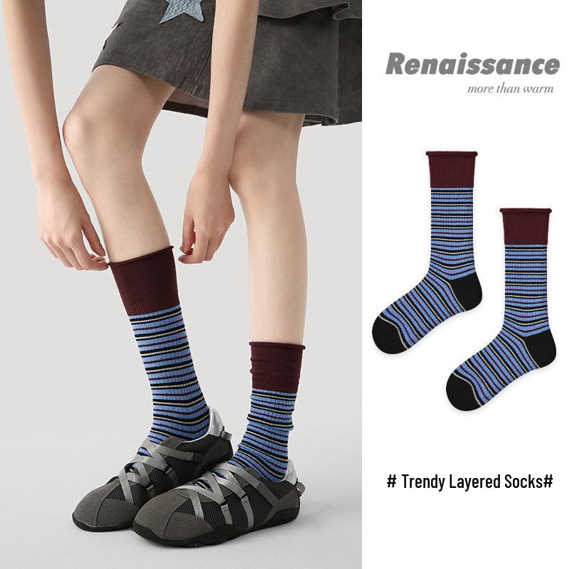 Renaissance Women's Mid-Calf Boneless Striped Socks - Autumn/Winter