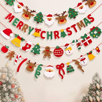 Hanging Ornaments Christmas Banner Felt Material Festive Garland Garland Christmas Ornaments Pull Flag Design Christmas Theme
