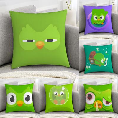 D-Duolingo Eule D-Duo Kissenbezug Sofa Dekorative Wohnkultur Doppelseitiger Druck Plüsch Quadratische Dekokissenbezüge Kissen Dekor Abdeckung