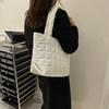 Checkered Fashion Tote Bag Korean Style Cotton-padded Tote Bag Quilted Shoulder Bag  Female Use