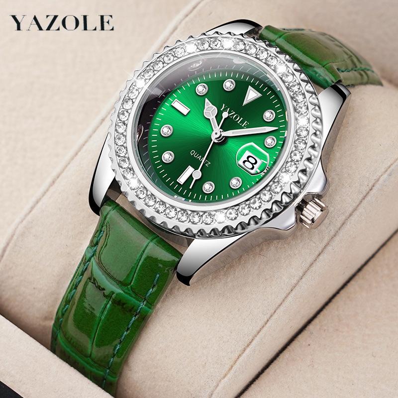 

YAZOLE Watch Женские часы с бриллиантами Маленькие зеленые часы Женские часы