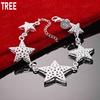 925 Sterling Silver Five-Pointed Star Side Chain Beautiful Bracelet Gift Jewelry