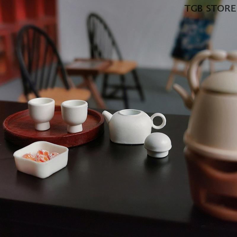 1/12 Dollhouse Simulation Teapot Teacup Kit Dollhouse Miniature Kitchen Decoration Toy Dolls House Micro Scene Photo Props