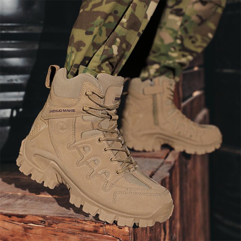 Military Tactical Boots Desert Combat Outdoor Army Hiking Shoes Waterproof Travel Shoes Leather Male Ankle Boots
