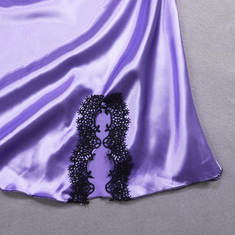 Women's Summer Lace Trim Ice Silk Pajama Set - Cool, Breathable Camisole Nightgown with Short Skirt