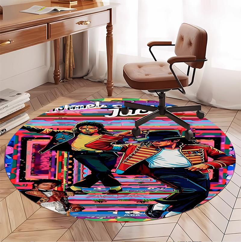 Michael Jackson Muster Runder Teppich, Innen-/Außenmatte, für Picknick, Spielzimmer, Schlafzimmer, Büro, Wohnzimmer, Heimdeko Teppich, Geburtstagsgeschenk