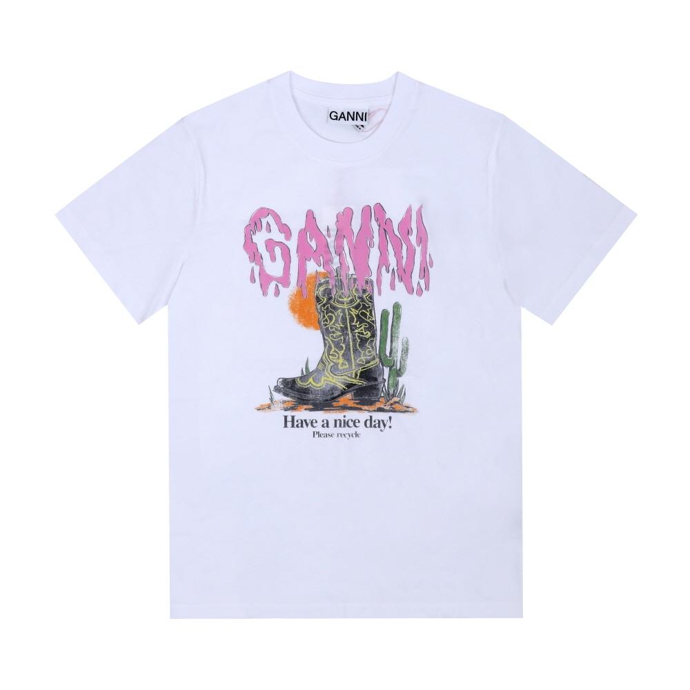 Ganni Women S T ShirT booTS Logo A1050075 A1050075 151 (XS)