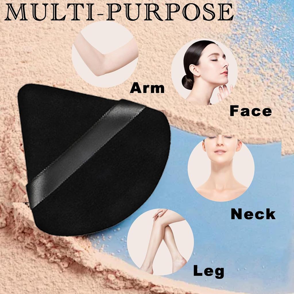 8Pcs Powder Puff Set W/4 Travel Cases |Triangle Reusable Puffs for Loose/Foundation Powder | Professional Makeup Applicators Kit