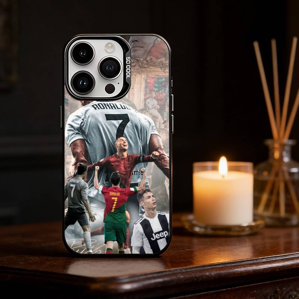 CR7 C-Cristiano R-Ronaldo Pouzdro na telefon Barva Stříbrný kryt Pro IPhone 17 16 15 14 13 12 11 Pro Max Plus