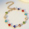 Bracciale Colorato Lucido a Forma di Cuore, Raffinato Bracciale con Perline, Stile Retrò Elegante
