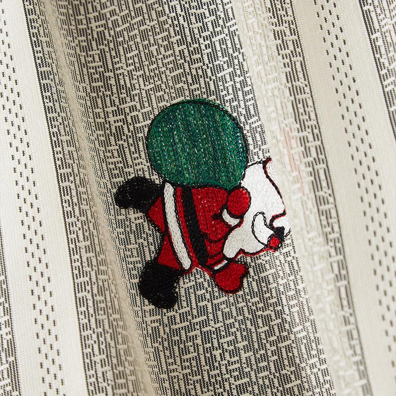 Amerikanische Weihnachtsvorhänge, Mit Glocken besticktes Spitzen-Verdunkelungs-Rechteck, Dekorative Kaffeefarbene Gardine zur Verschönerung