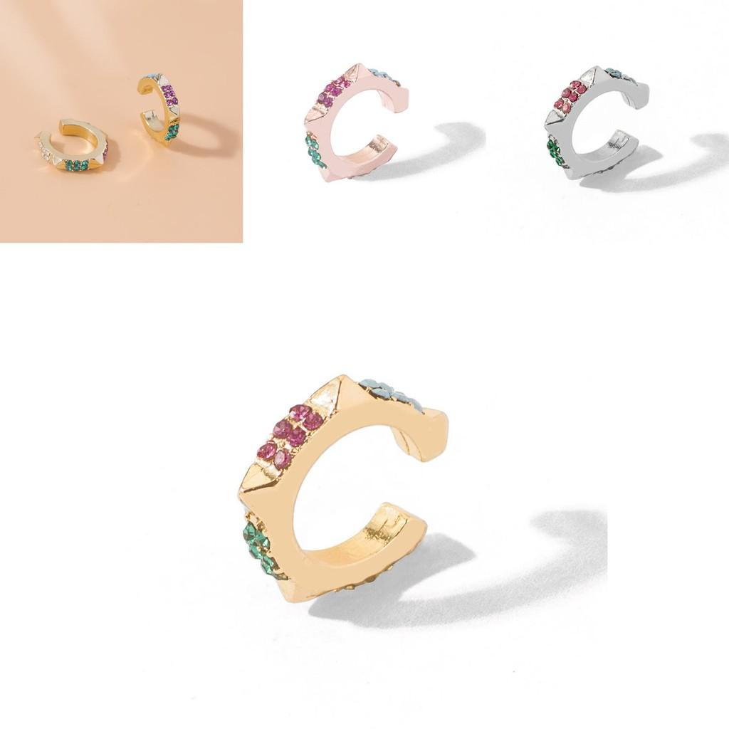 Stylish European Alloy Ear Clips With Sparkling Rhinestones For Fashion Lovers