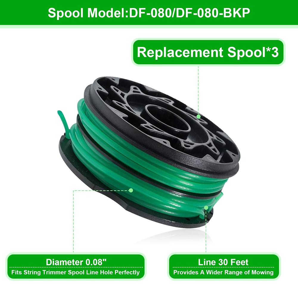 8Pcs Spool for Black & Decker GH1100/GH1000 Type 4/Type 3/Type 2/Type 1 Lawn Mower Part,DF-080-BKP